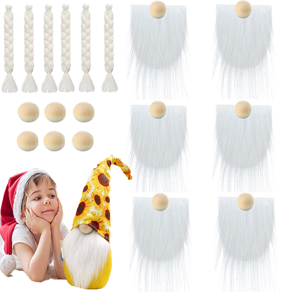 Picture of Dwarf Doll Handmade DIY Materials Amazon Decoration Artificial Fur Beard Wooden Ball Christmas Gnome Pom-Pom