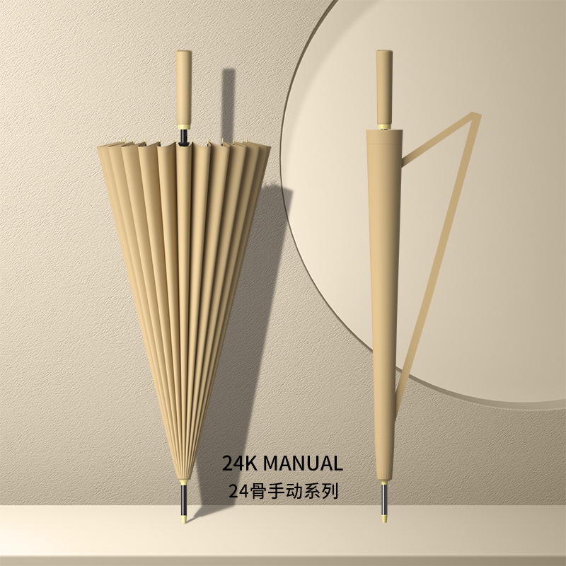 Picture of 24-bone umbrella automatic umbrella large oversized factory large wholesale straight rod long handle umbrella sunny and rainy dual-use printed logo