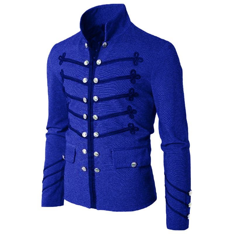 Picture of Wish Amazon eBay Foreign Trade Embroidered Double Row Button Solid Color Men's Jacket Cardigan Long Sleeve Performance Clothing