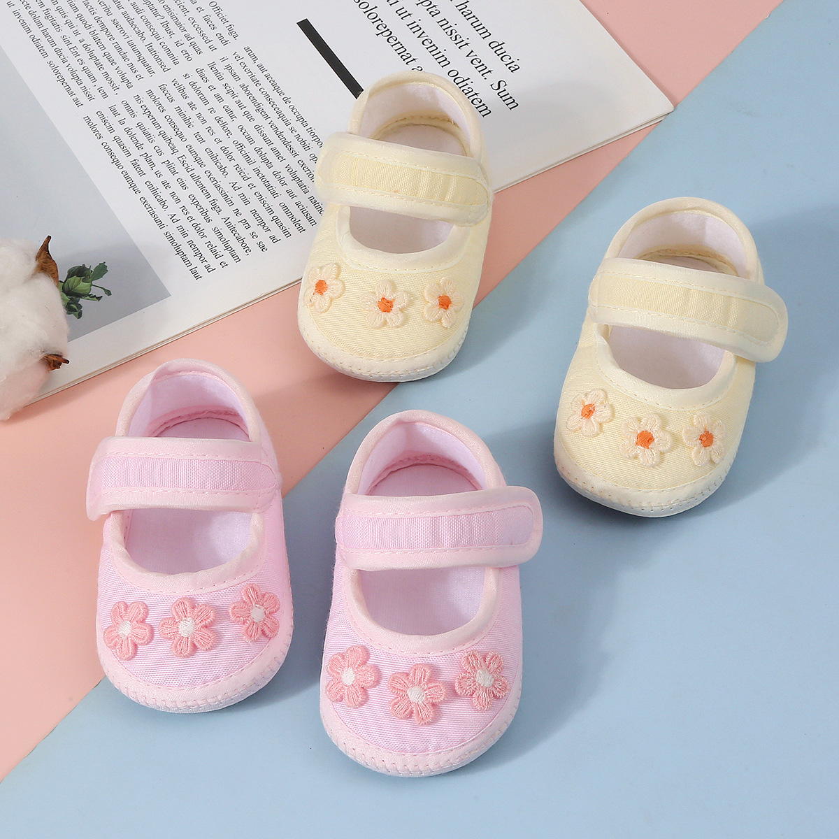New Velcro Baby Shoes Soft-soled Princess Thin One-year-old Baotou Baby Spring and Autumn Warm Children's Cotton Cloth