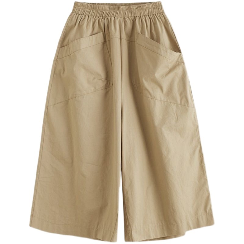 2023 new summer casual wide-leg pants chubby girl plus size straight slim fit straight cropped shorts elegant casual