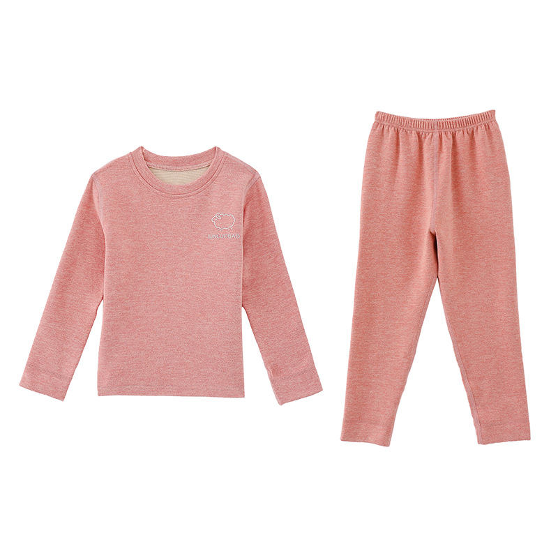 Picture of Children's wool thermal underwear suit baby silk autumn clothes long pants middle and big children autumn and winter double-sided brushed pajamas