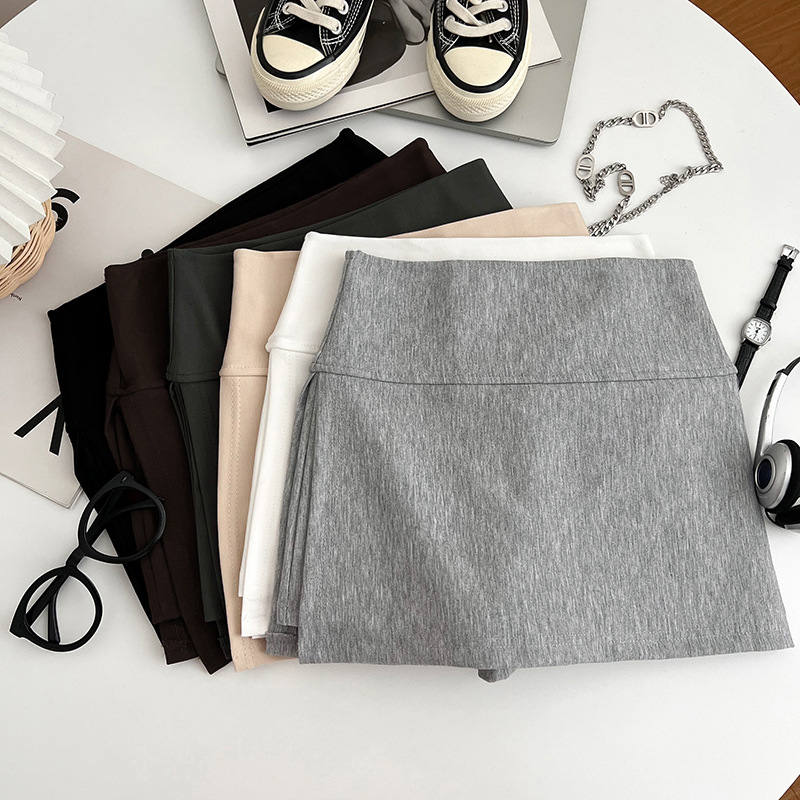 Hot Girl Versatile Side Slit Skirt Female Student Korean Style High Waist Slimming Look Anti-Exposure Sports Yoga Hip-Covering Short Skirt