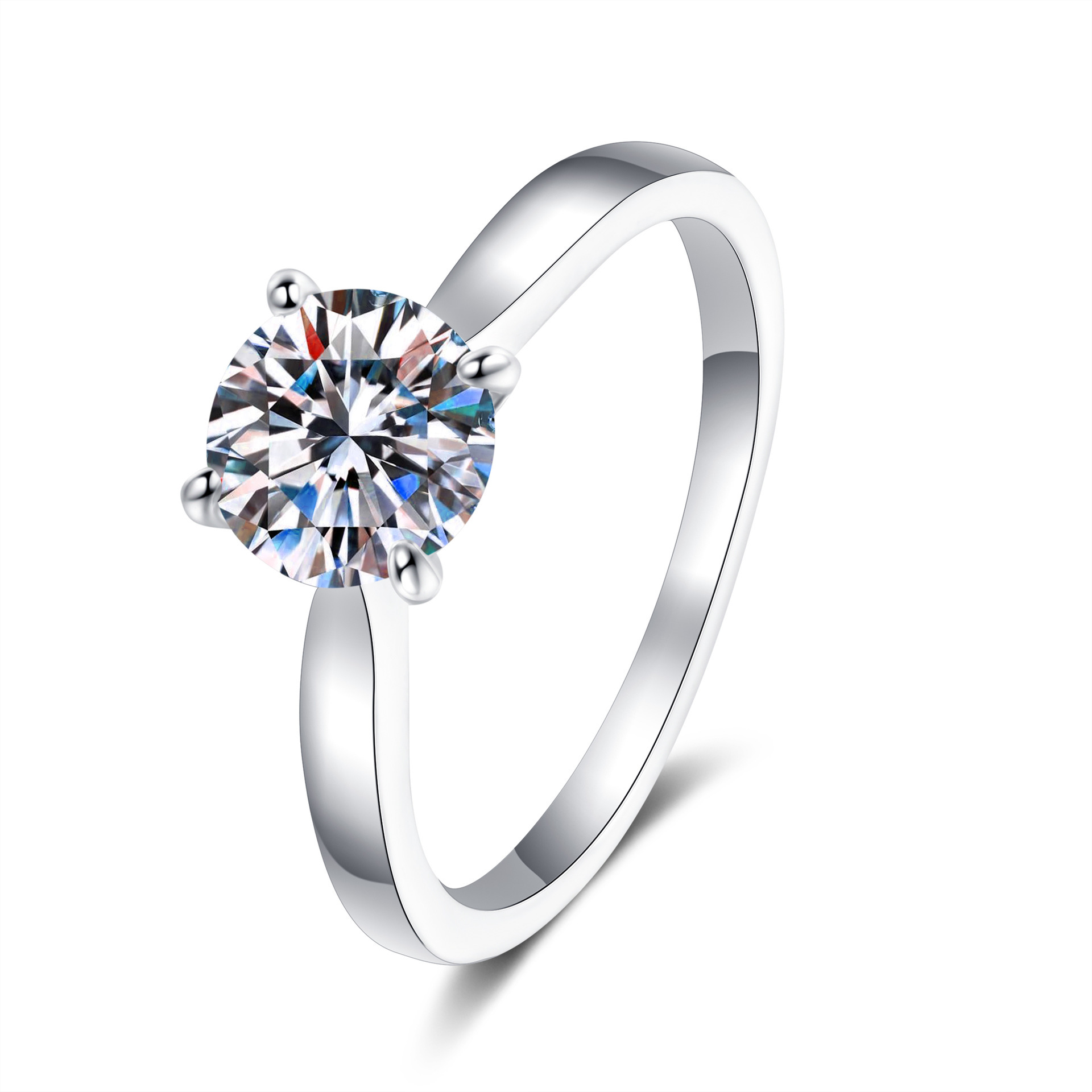 Picture of SOURCE manufacturer closed-mouth classic four-claw moissanite diamond ring S925 sterling silver diamond micro-inlaid European and American ring