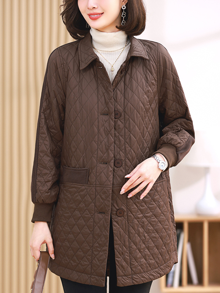 Picture of Middle-aged fat mother autumn and winter light down cotton-padded jacket new middle-aged and old women spring and autumn plus fat plus size windbreaker coat