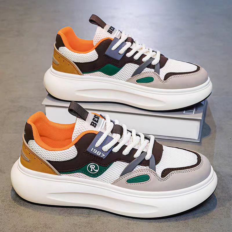 2025 Spring and Summer New Versatile Trbottomy Shoes, Fashionable Bread Thick-Soled Mesh Shoes, Dad Shoes, Men's Sports and Leisure Shoes