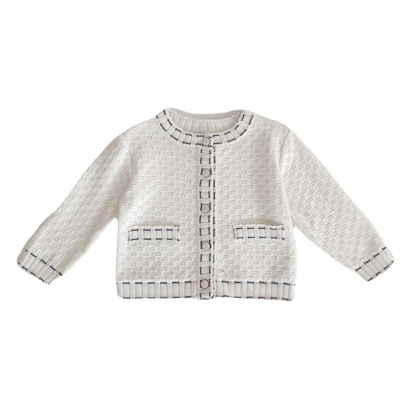 2025 Autumn Infant and Toddler Baby Girl Sweater Small Fragrance Contrast Color Knitted Jacket + Suspender Harness Suit
