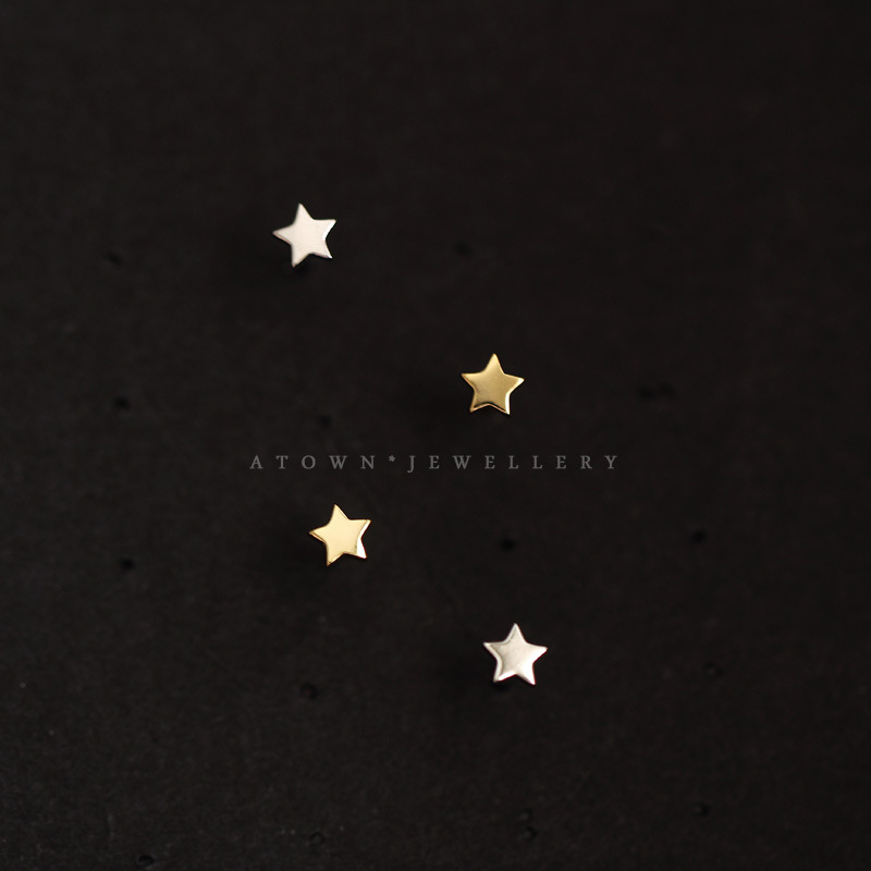 Picture of Mini Star 925 sterling silver stud earrings female sleeping do not need to pick students small exquisite ear bone nails female