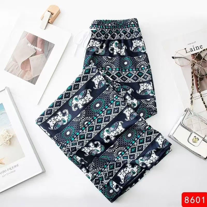 Picture of Southeast Asian Summer Explosions Ethnic Style Thai Elephant Wide Leg Pants Women's Beach Pants Thin High Waist Slimming Straight Leg Pants