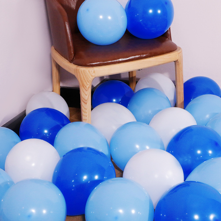 Picture of 10 Inch Thickened Sub Light Blue Ink Blue Haze Night Blue Round Balloon Birthday Bar Decoration