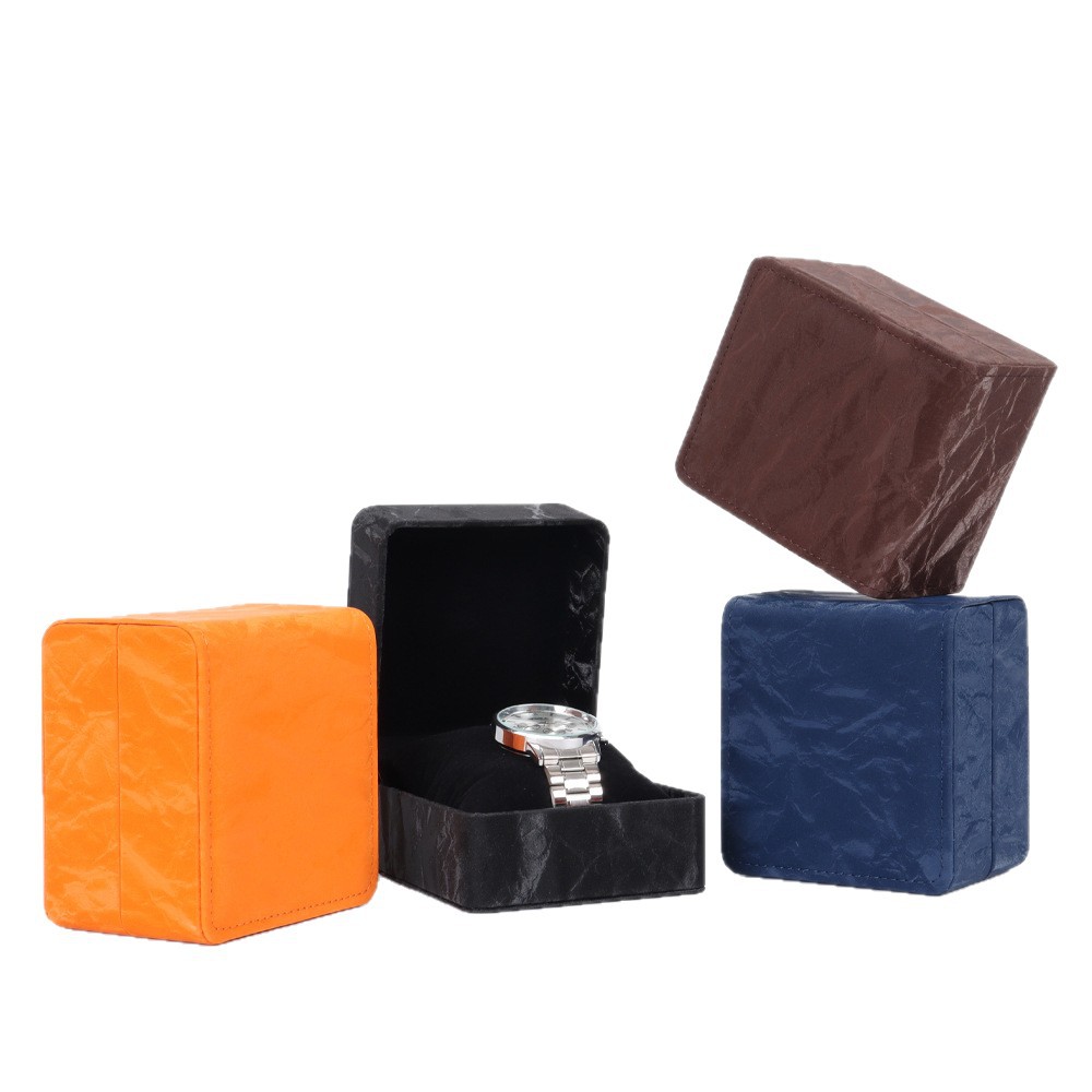 Picture of Pu Leather Watch Box Universal Flip Watch Box Storage Box Portable Watch Packaging Display Box High-End Pocket Watch Box
