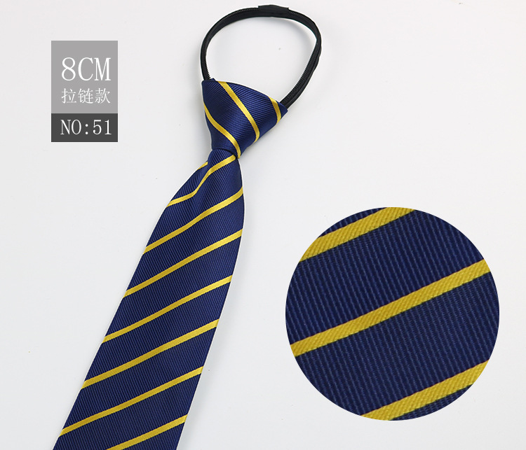 Picture of Factory Black Men's Tie Striped Blue Business Tie Lazy People Knot Free Zipper Tie in stock Wholesale