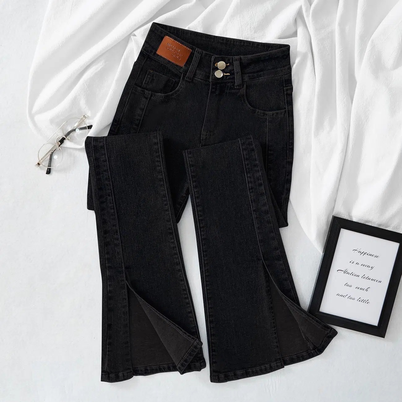 High-Waisted Pencil Jeans for Women 2024 Winter New Slimming Look Tight-Fitting Pants Black Floor-Length Long Pants Trendy