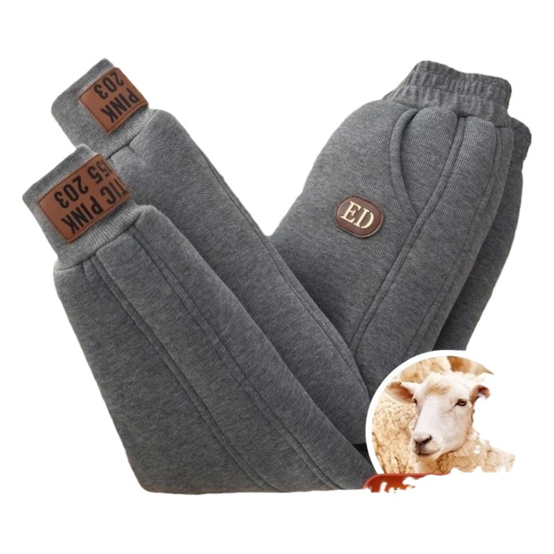 Children's winter wear thickened casual pants 2023 new boys and girls fashionable western style one velvet fleece-lined sports pants children's pants