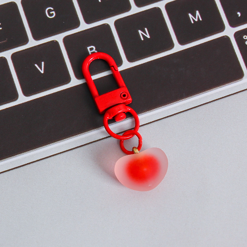 Picture of ins style AB color love beads keychain pendant diamond-shaped cut hanging hole door buckle girl's heart bag bag hanging jewelry