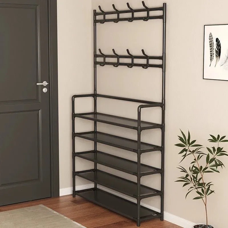 Simple shoe rack multi-layer integrated storage cabinet home dormitory door shoe cabinet multi-functional floor hanging hanger shoe hat rack