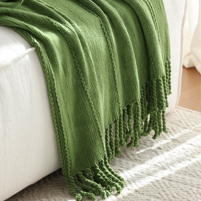 Picture of Solid Color Grass Green Blanket Blanket New Handmade Twist Knitted Wool Sofa Decoration Blanket Soft Dress Nordic Style