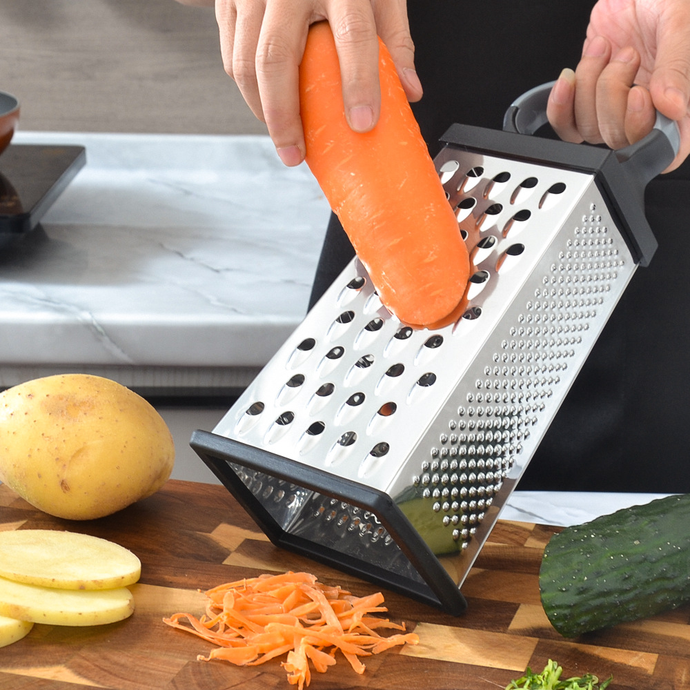 Picture of Hot-selling egg-shaped handle multi-function four-sided planer stainless steel wire cutter black craft grater kitchen tools