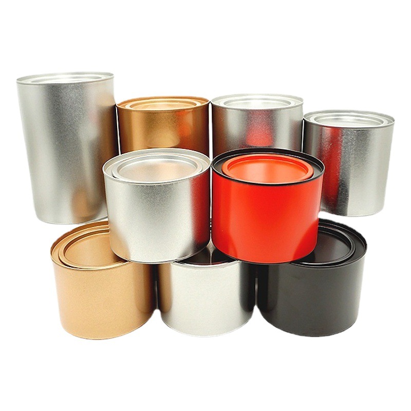 Iron Can Metal Round Tea Cans Buckle Bottom with Sealing Paper Frosted Tinplate Can Solid Color Tea Packaging Iron Box