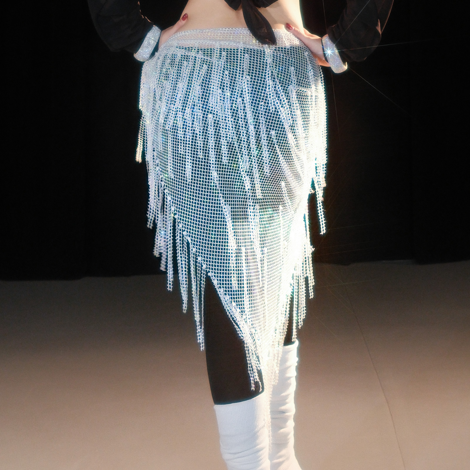 Picture of Dancer Handmade Flash Diamond Hip Towel Belly Dance Tassel Waist Chain Multi-layer Hot Diamond Dance Accessories Fart Curtain Y1028