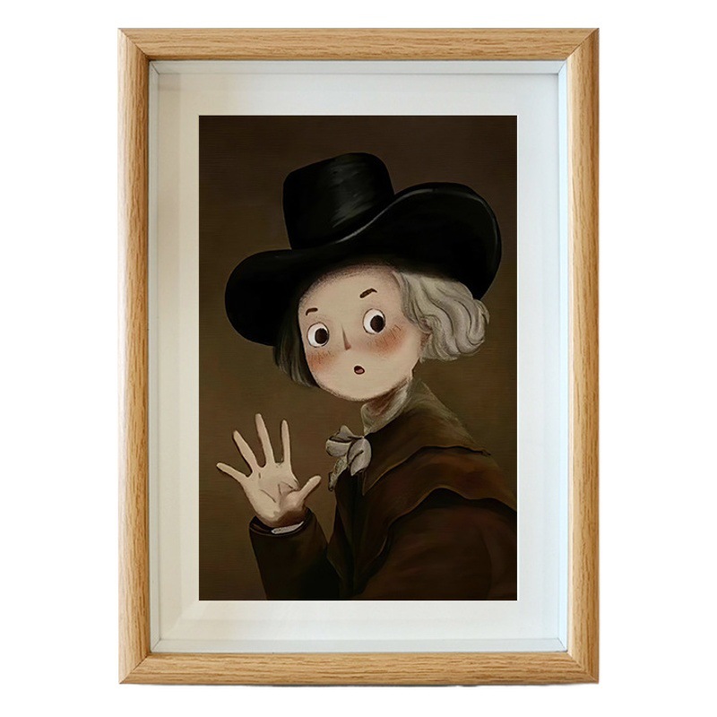 Q version Mona Lisa Van Gogh cartoon decorative painting spoof famous painting desktop photo frame decoration children's room table painting