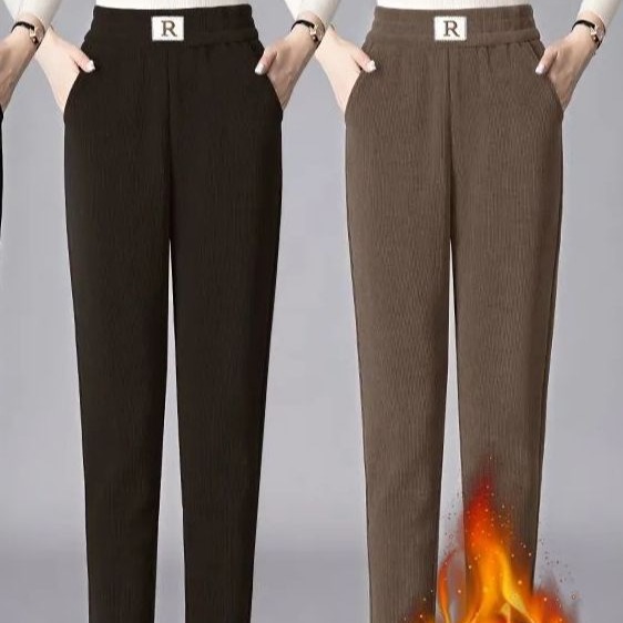 Corduroy Thickened High Waist Hallen Pants Women's 2023 Autumn and Winter New Drawstring Casual Pants Straight Leg Pants Women's Pants