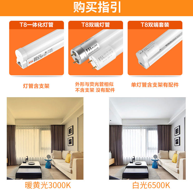 Picture of Foshan Lighting led tube t8 fluorescent tube long light tube super bright household integrated bracket full set of 1.2 meters