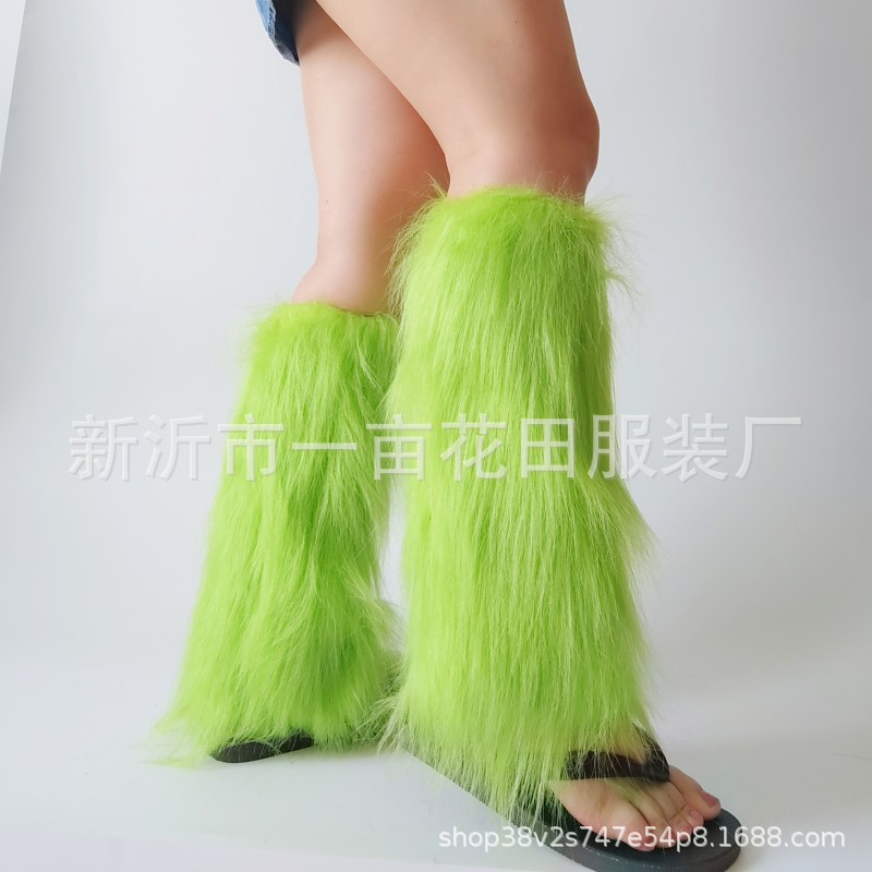 Millennium Spice Girl Imitation Plush Leg Cover y2k Long Hair Socks Sweet Cool Warm Long Foot Cover Subculture Slimming Shoe Cover