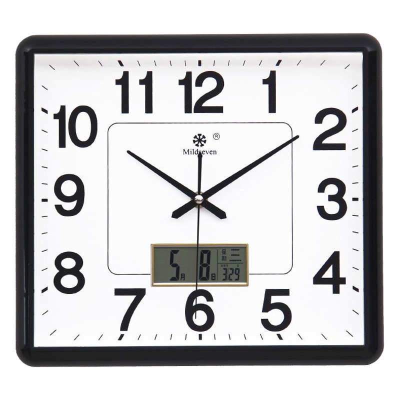 Square Electronic Wall Clock Living Room Quiet Clock Home Creative Fashion Art Ten Thousand Years Calendar Quartz Clock Wall Watch
