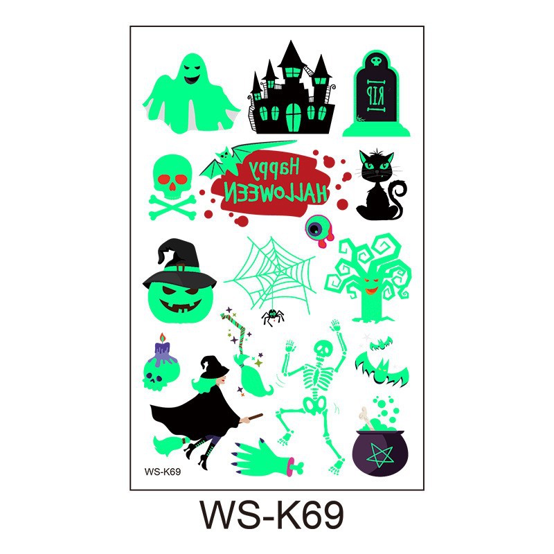 Picture of Children's Cartoon Luminous Tattoo Sticker Halloween Carnival Party Bar Prom Atmosphere Luminous Temporary Tattoo Sticker