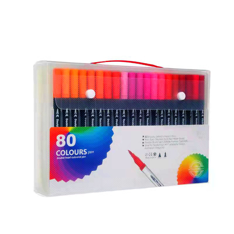 Picture of Children's brush water-based soft head double watercolor pen color washable soft head pen set