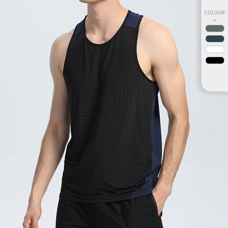 Picture of Sports Vest Men's Fitness Quick-Drying Sleeveless Color-Blocked Vest Outdoor Basketball Training Hurdle Running Sports Vest