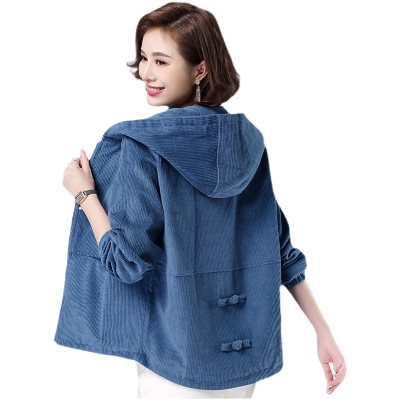 Picture of Women's Corduroy Short Coat Korean Style Loose 2023 Autumn and Winter Large Size Slim Look Jacket Casual Sweater for Women