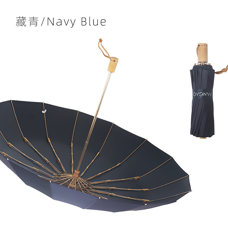 Picture of Large wholesale 16 bone automatic long handle umbrella sunshade sunscreen straight rod umbrella men's and women's dual-use umbrella customized advertising