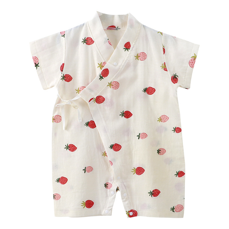 Picture of 2025 New Summer Cotton Yarn Climbing Suit for Baby Class A Pure Cotton Monk Suit Short-sleeved Newborn Baby Clothes
