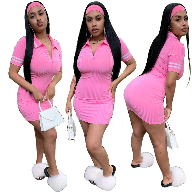 European and American women's clothing foreign trade Amazon independent station Autumn New V-neck solid color casual dress