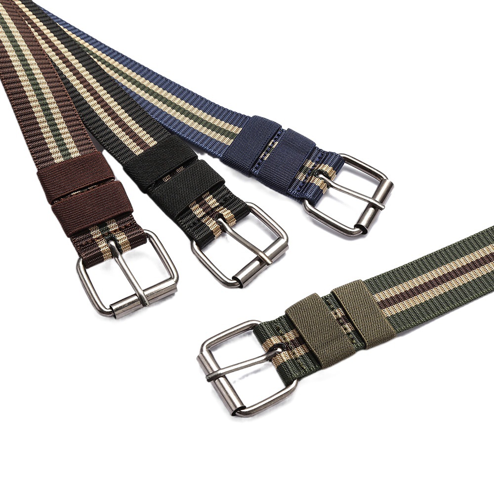 New Striped Woven Nylon Trouser Belt Outdoor Military Training Casual Trouser Belt Belt Fashionable Men's Belt Military Training