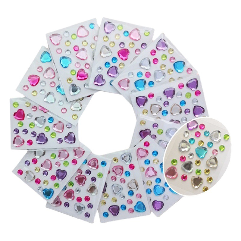 Mini Colorful Diamond Sticker Accessories Cross-Border DIY Diamond Stickers Acrylic Diamond Stickers Stars Heart Gem Stickers