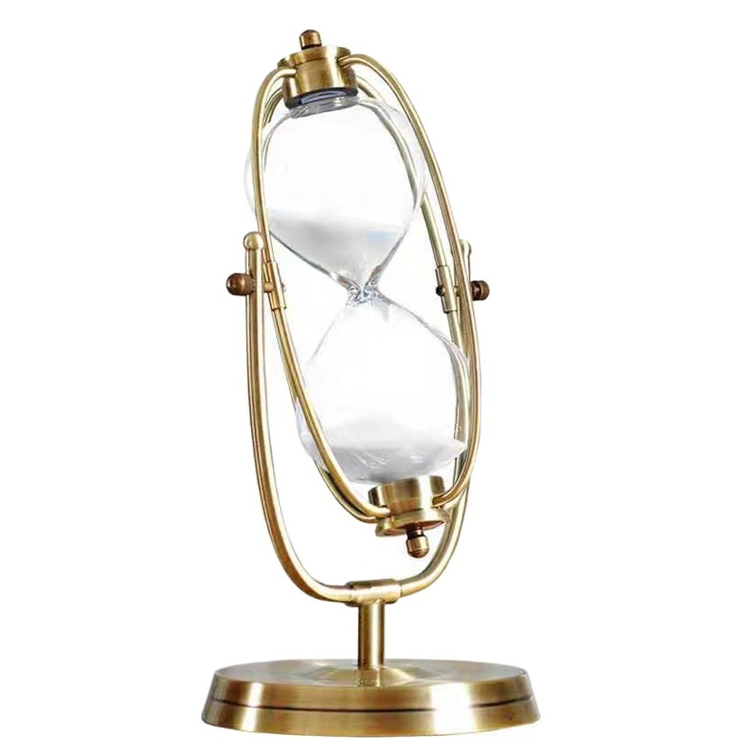 Jindian Ornaments High-End Timer Hourglass Creative Quicksand Gift Glass Sandglass Retro Metal Hourglass