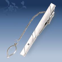 Picture of Metal tie clip men's suit chain 140 simple flower type business atmosphere with drill tie clip