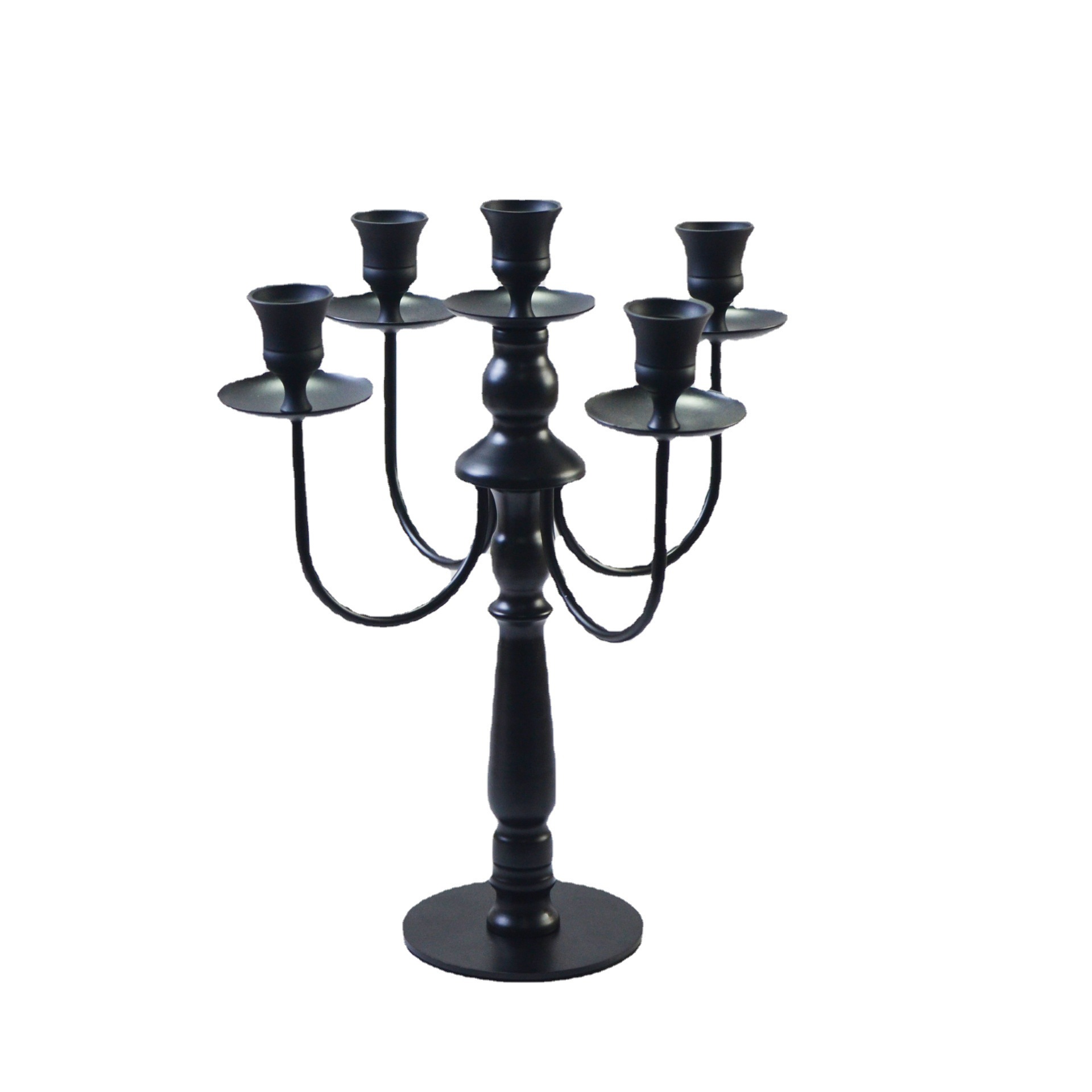 Picture of European Style Candlestick Ornaments Hotel Wedding Iron Candlestick Three Five Romantic Candlelight Dinner Elegant Black Candle Holder