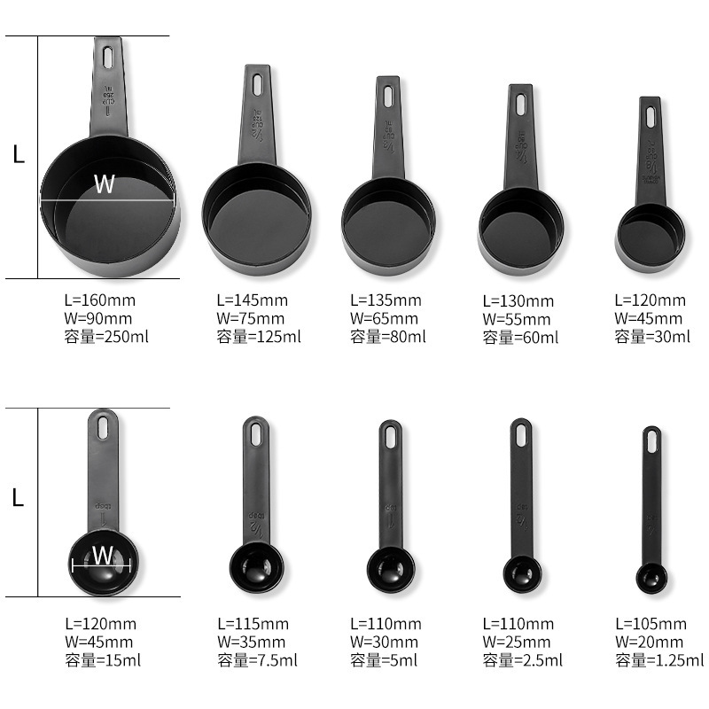 Picture of Manufacturer Wholesale High-Quality Plastic Handle Baking Measuring Cup Measuring Spoon Set 10-Piece Plastic Measuring Spoon Baking Tools