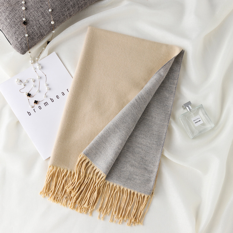 Picture of Korean export autumn and winter new high quality cashmere scarf women's long double-sided color matching shawl warm scarf women