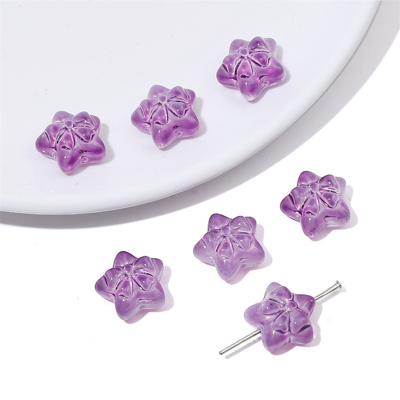 Picture of colored glass five-pointed star bow beads loose beads handmade diy three-dimensional jelly beaded bracelet jewelry accessories