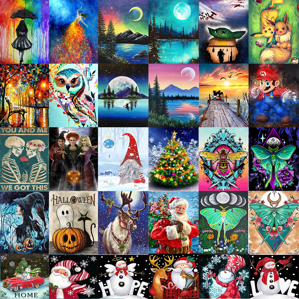 New foreign trade diy handmade Christmas Diamond painting full diamond animation cross stitch landscape stick diamond [Yiwu Gongzhi]]