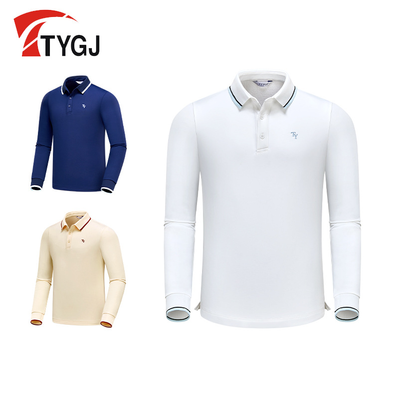 Autumn Golf Men's Clothing Long Sleeve T-Shirt Lapel POLO Shirt Casual Sports Ball Clothes
