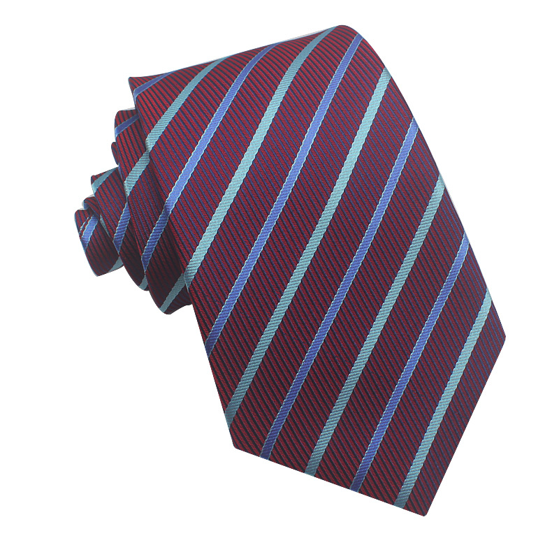 Picture of 25 New 8cm Polyester Jacquard Stripesd Tie 7cm Men's and Women's Business Formal Wear Casual High-End Red Black Blue
