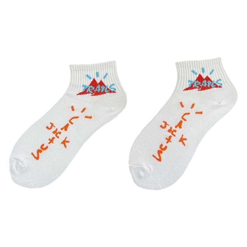 Cashew flower ghost face tide socks Stickman low-top short fashion ins cotton men's socks wholesale street basketball breathable sweat-absorbent