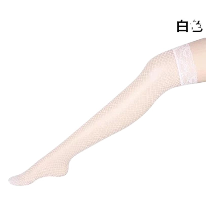 Sexy Lingerie Women's Black Long-tube Mid-eye Lace Fishnet Stockings Over-the-knee Lace Sexy Temptation Stockings