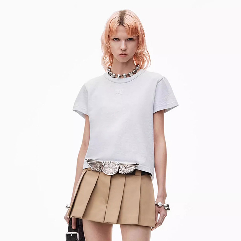 2024 summer new ladies basic wash faded short T-shirt Joker simple casual short sleeve manufacturers wholesale